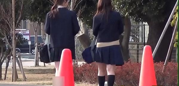  Asian teens in uniform urinate